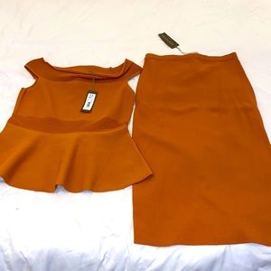 NAT Eva Mendes sweater skirt set orange small